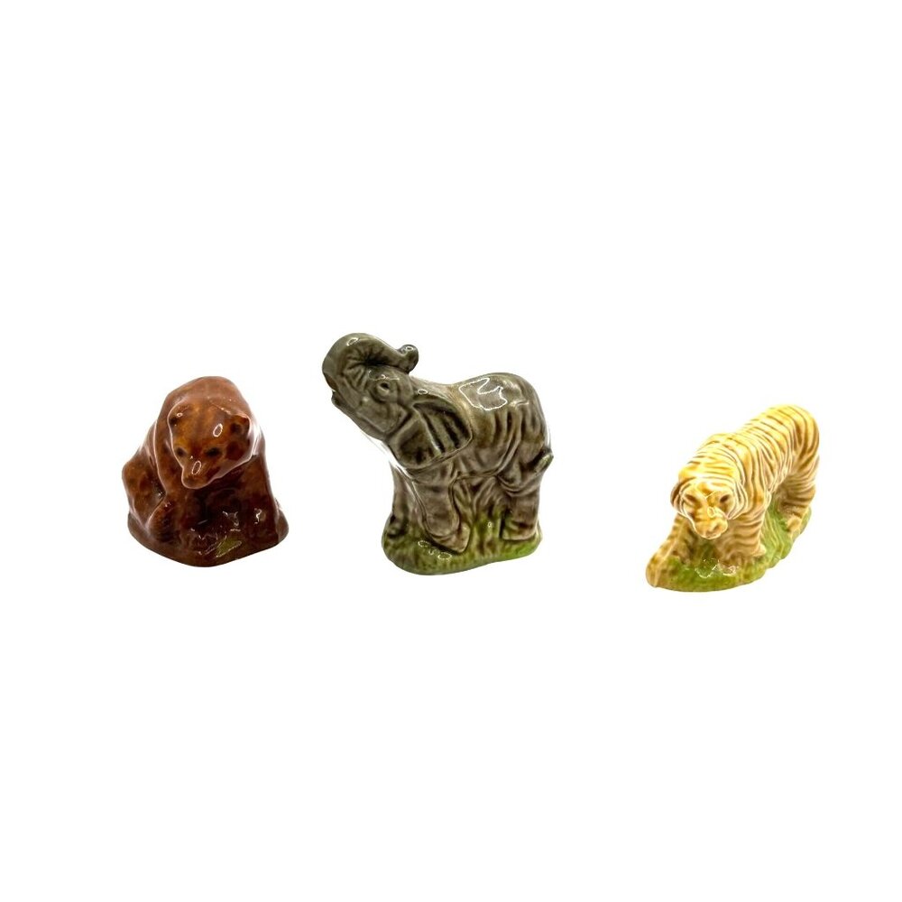WADE Whoppas Bundle Brown Bear Elephant Tiger 3 Figurines from Set 1 (1976-1981)